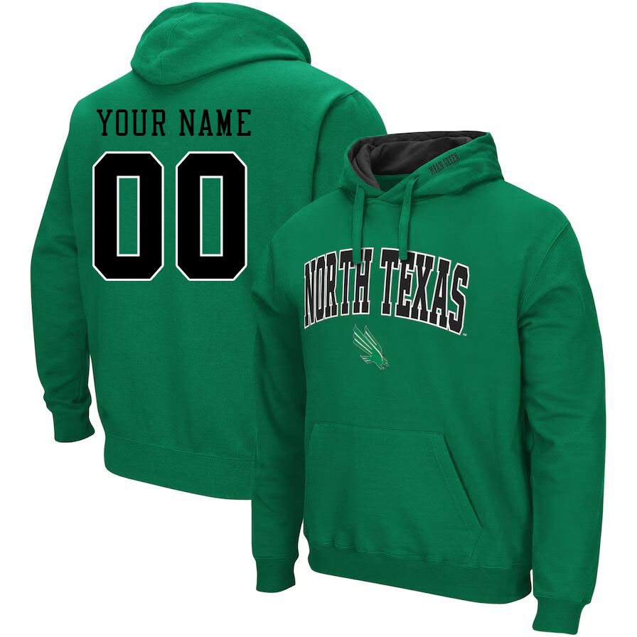 Custom North Texas Mean Green Name And Number Hoodies-Kelly Green